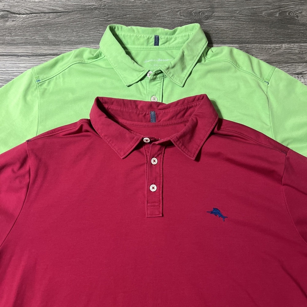 Lot Of 2 Tommy Bahama Island Zone Short Sleeve Performance Polos Size XL